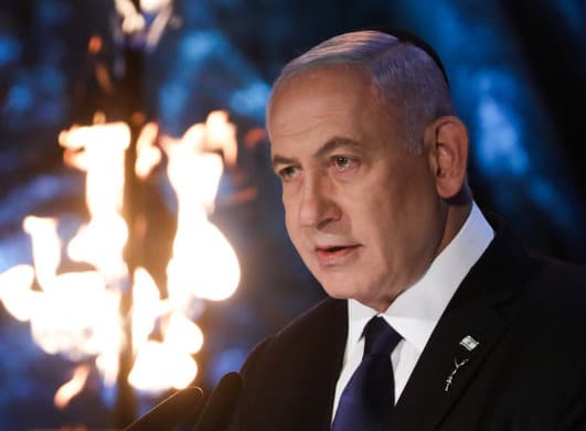 Mensaje de Netanyahu a Estados Unidos en el discurso del acto oficial de Yom HaShoá. (Olivier Fitoussi) Netanyahu Yad Vashem