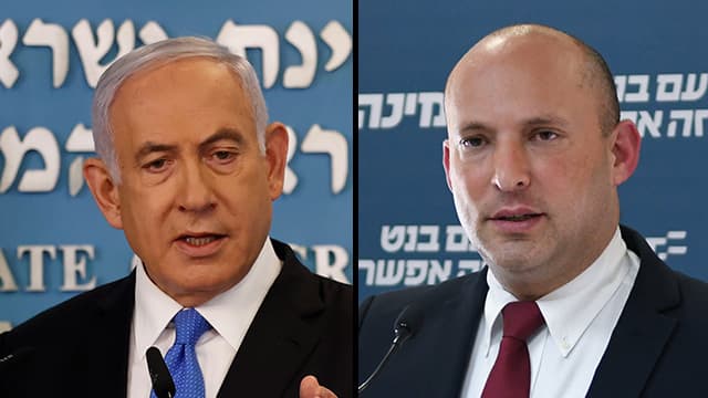 Naftali Bennett, líder de Yamina (derecha), privó a Benjamín Netanyahu de formar gobierno al no unirse al bloque del primer ministro. (Flash 90) Benjamín Netanyahu, primer ministro de Israel y Naftali Bennett, líder de Yamina.