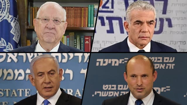 Reuven Rivlin, Yair Lapid, Benjamín Netanyahu y Naftalí Bennett, los nombres claves en el proceso electoral de Israel. (Ynet) Rivlin Lapid Netanyahu Bennett