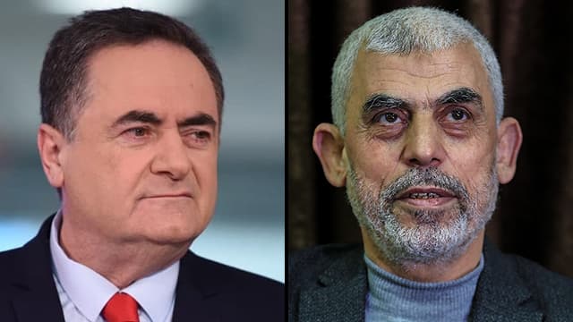 El ministro de Finanzas, Israel Katz, y el líder de Hamás, Yahya Sinwar. (EPA, Kobi Koankes) El ministro de Finanzas, Israel Katz y el líder de Hamás, Yahyah Sinwar