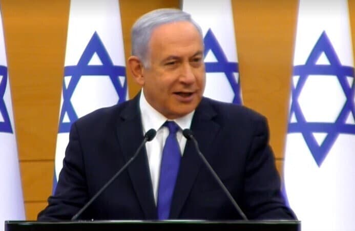 El primer ministro Benjamín Netanyahu durante la reunión del Likud. (Canal de la Knesset) El primer ministro Benjamín Netanyahu durante la reunión del Likud.