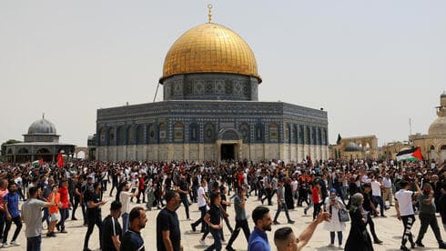 Protesta de palestinos en el complejo de al-Aqsa en Jerusalem el mes pasado. 