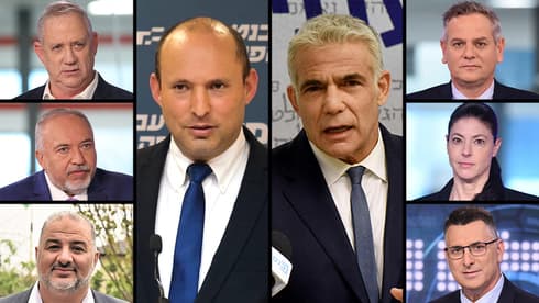 Los jefes de los partidos de la naciente coalición. (AFP, Yoav Dudkevitch, Kobi Kuankas, Sharon Tsur y Hadar Yoavian) Los jefes de los partidos de la naciente coalición.