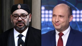El rey de Marruecos, Mohamed VI (izquierda), y el primer ministro de Israel, Naftalí Bennett.