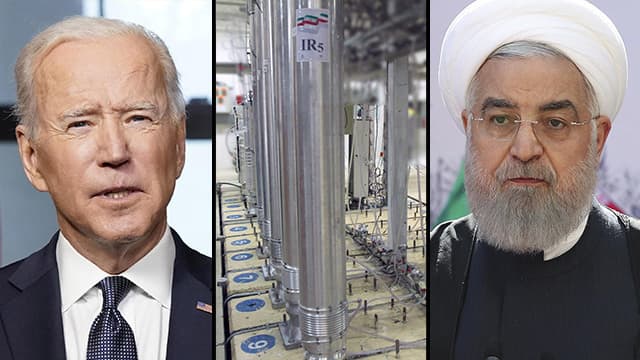 El presidente estadounidense Joe Biden (izq.) y Hassan Rouhani, presidente saliente de Irán. (AFP/EPA) El presidente estadounidense Joe Biden (izq.) y Hassan Rouhani, presidente saliente de Irán.