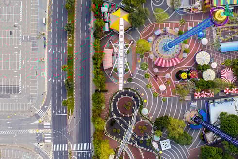 Vista aérea del "Luna Park" en Tel Aviv.