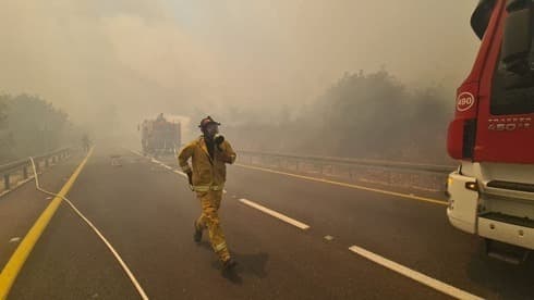 Bomberos tratan de extinguir el fuego cerca de Jerusalem. 