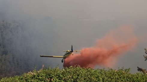 Diez aviones hidrantes participan del operativo de extinción del fuego. 