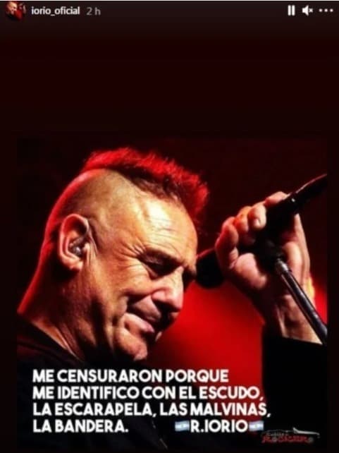 El descargo de Iorio en su Instagram. 