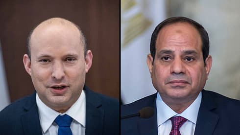 Primer ministro Naftalí Bennett. Presidente egipcio Abdel Fattah al-Sisi. 