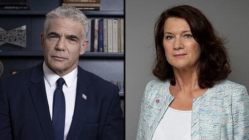 El ministro de Relaciones Exteriores israelí, Yair Lapid, y su homóloga sueca, Ann Linde.