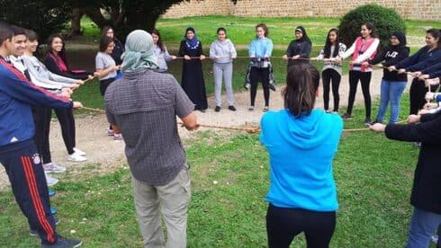Un ejercicio de “círculo de confianza” en Jerusalem. 
