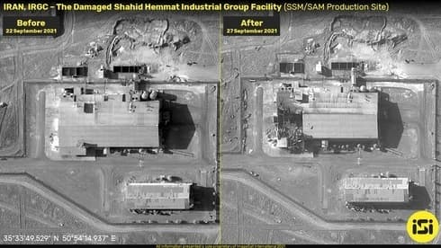 Las imágenes de satélite muestran los daños a la instalación iraní. (ImageSat International (ISI)) Las imágenes de satélite muestran los daños a la instalación iraní.