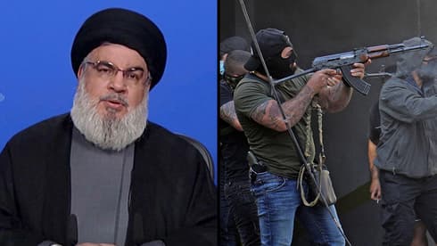 Discurso de Nasrallah sobre los enfrentamientos fatales en las calles de Beirut. (AFP) Hezbollah Beirut Nasrallah