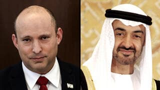 El primer ministro Naftali Bennett y el príncipe heredero de Emiratos Árabes Unidos, Mohammed bin Zayed.