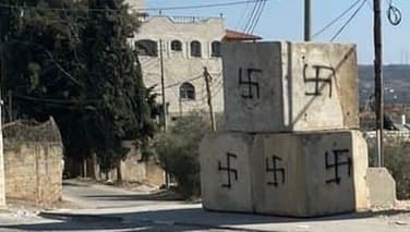 Esvástica pintanas en Cisjordania. 