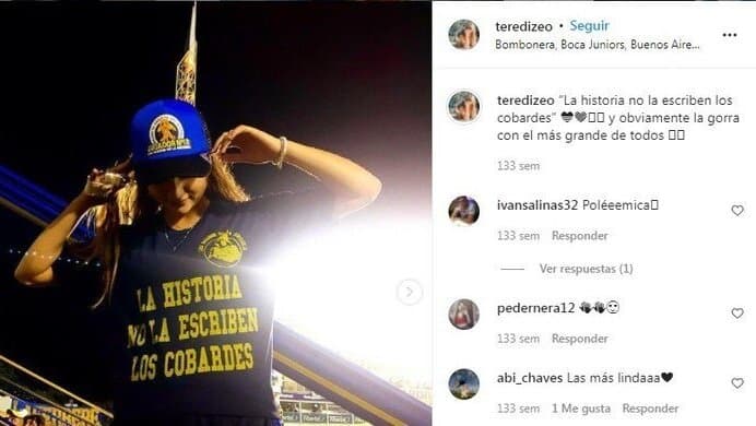 Teresa Di Zeo, en la Bombonera.