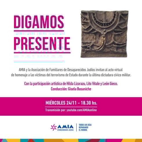 Flyer de convocatoria al acto homenaje virtual. 