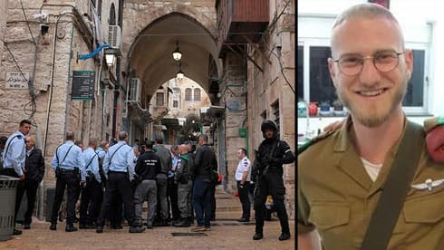 Elyahu David Kay y la escena del atentado en la Ciudad Vieja de Jerusalem.