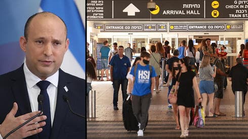 El primer ministro Naftali Bennett y el Aeropuerto Ben Gurion. (Amit Shaal; Moti Milrod) El primer ministro Naftali Bennett y el Aeropuerto Ben Gurion.