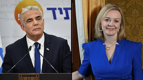 El ministro de Relaciones Exteriores israelí, Yair Lapid, y su homóloga británica, Liz Truss.