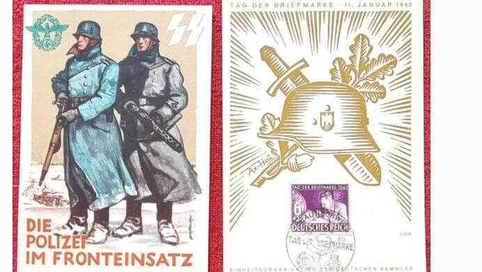 Algunas de las postales nazis puestas a la venta en la subasta. 