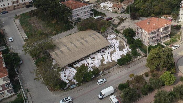 Vista aérea del lugar de la excavación. 