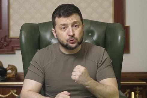 Volodimir Zelenski, presidente de Ucrania, en uno de sus mensajes grabados en video. 