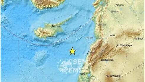 Terremoto frente a la costa de Líbano el domingo. 