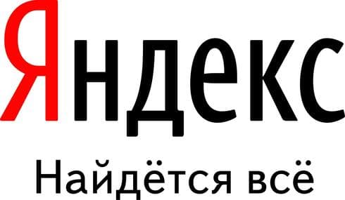 El logo de Yandex, escrito en ruso. 