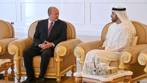 Bennett junto a Abdullah Bin Zayed, ministro de Relaciones Exteriores de Emiratos Árabes Unidos. (Kobi Gideon) Bennett Emiratos Abdullah Bin Zayed
