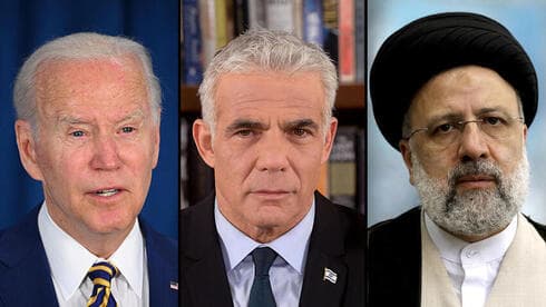 Joe Biden, Yair Lapid y Ebrahim Raisi. 