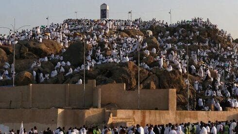 Los fieles musulmanes se reúnen en el monte Arafat para rezar en 2016.