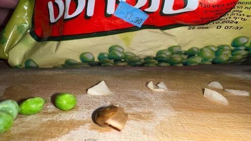 Un caracol encontrado en un paquete de frijoles congelados. 