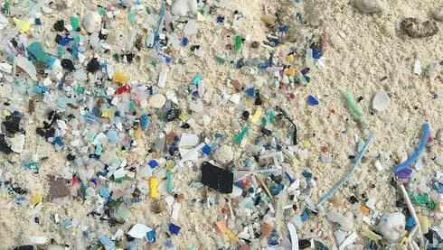 Residuos plásticos en la playa. 