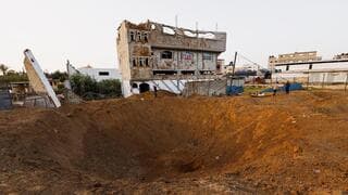 Consecuencias de los ataques israelíes contra Gaza después del lanzamiento de cohetes. 