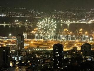 Fuegos artificiales del Día de la Independencia en Haifa.
