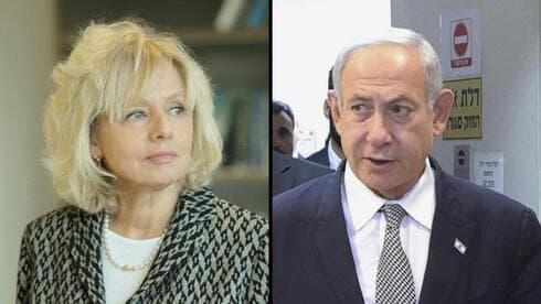 La fiscal general Gali Baharav-Miara y el primer ministro Benjamín Netanyahu. 