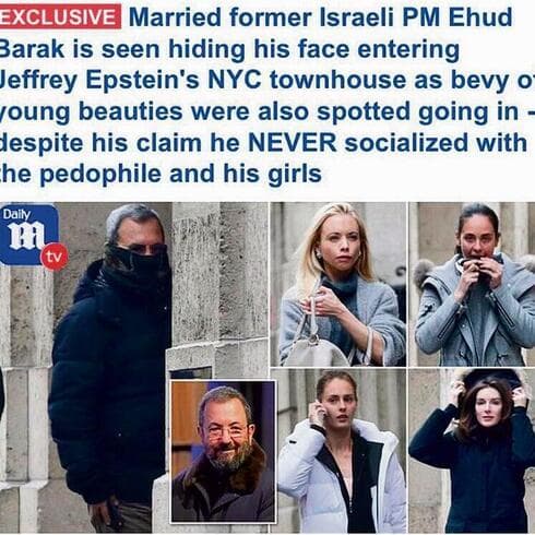 Captura de pantalla de un artículo del Daily Mail en el que se ve a Ehud Barak entrando en casa de Jeffrey Epstein en enero de 2016.