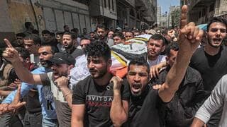 Funeral del comandante de la Jihad Islámica Ali Hassan Ghali y su hermano Muhammed en Gaza, el jueves.