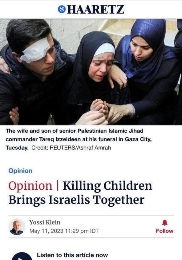 Captura de pantalla de la nota en Haaretz. 