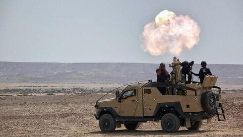 Un sistema de munición de mortero de Elbit Systems montado en un vehículo 4x4, 15 de mayo de 2023. (Elbit Systems) Un sistema de munición de mortero de Elbit Systems montado en un vehículo 4x4, 15 de mayo de 2023.