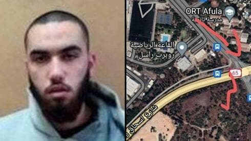 Mohammed Nadir Mahajne y una ruta de autobús marcada para un posible atentado. (Ynet) Mohammed Nadir Mahajne y una ruta de autobús marcada para un posible atentado.