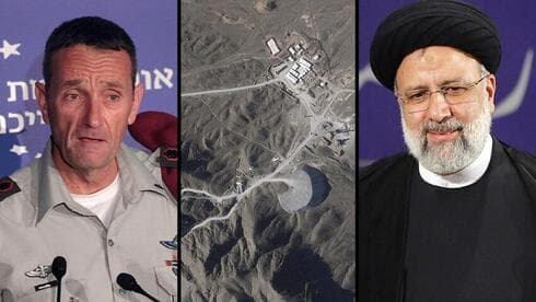 Herzi Halevi, jefe de las FDI; la instalación nuclear de Natanz, y el presidente de Irán, Ebrahim Raisi. (AP, EPA, Motti Kimchi) Herzi Halevi, jefe de las FDI; la instalación nuclear de Natanz, y el presidente de Irán, Ebrahim Raisi.