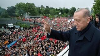 Recep Tayyip Erdogan en los festejos de su reelección como presidente de Turquía.