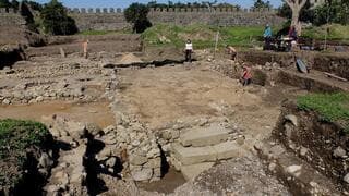 La excavación en Georgia donde fueron encontradas las monedas.