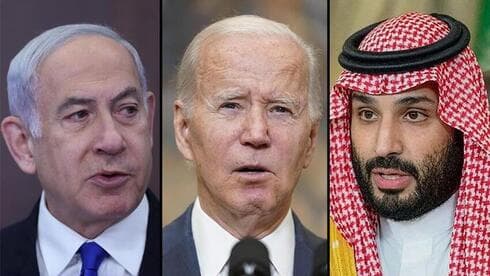 El primer ministro Benjamin Netanyahu, el presidente de Estados Unidos Joe Biden y el príncipe heredero saudí Mohammed bin Salman. (Yonantan Sindel, AP, Reuters) El primer ministro Benjamin Netanyahu, el presidente de Estados Unidos Joe Biden y el príncipe heredero saudí Mohammed bin Salman.