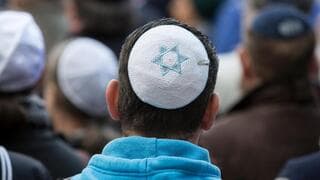 Manifestantes contra el antisemitismo en Berlín. 