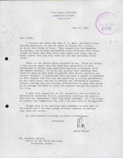 La carta enviada por Chayes.