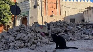 Edificio destruido en Rabat.  